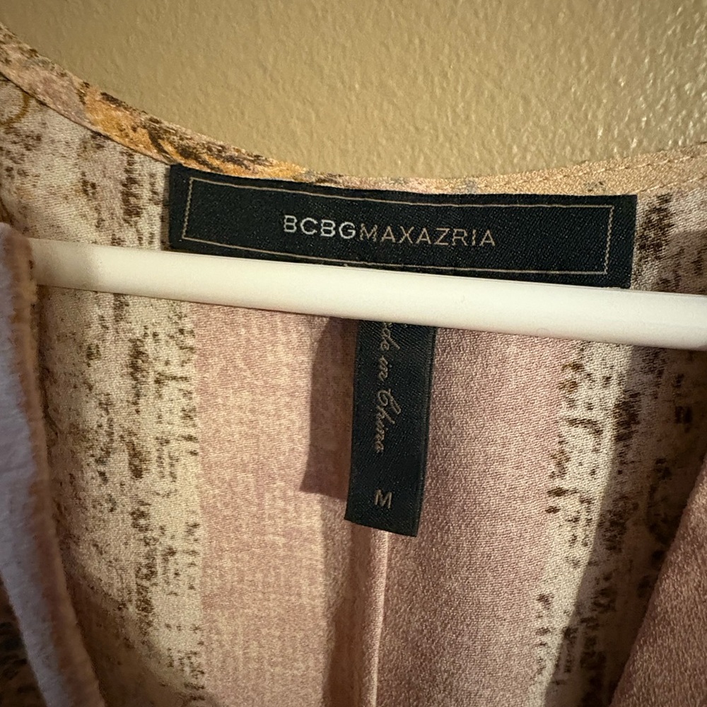 BCBGMAXAZRIA Pink Paisley Shift Mini Dress Boho M - Picture 2 of 5